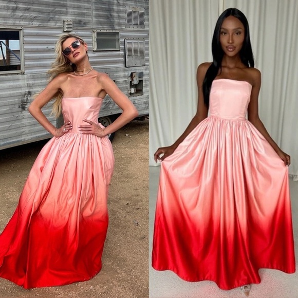 SAU LEE Teigen Gown In Blush Red Ombre, brand new, never worn, no flaws. - Picture 2 of 15
